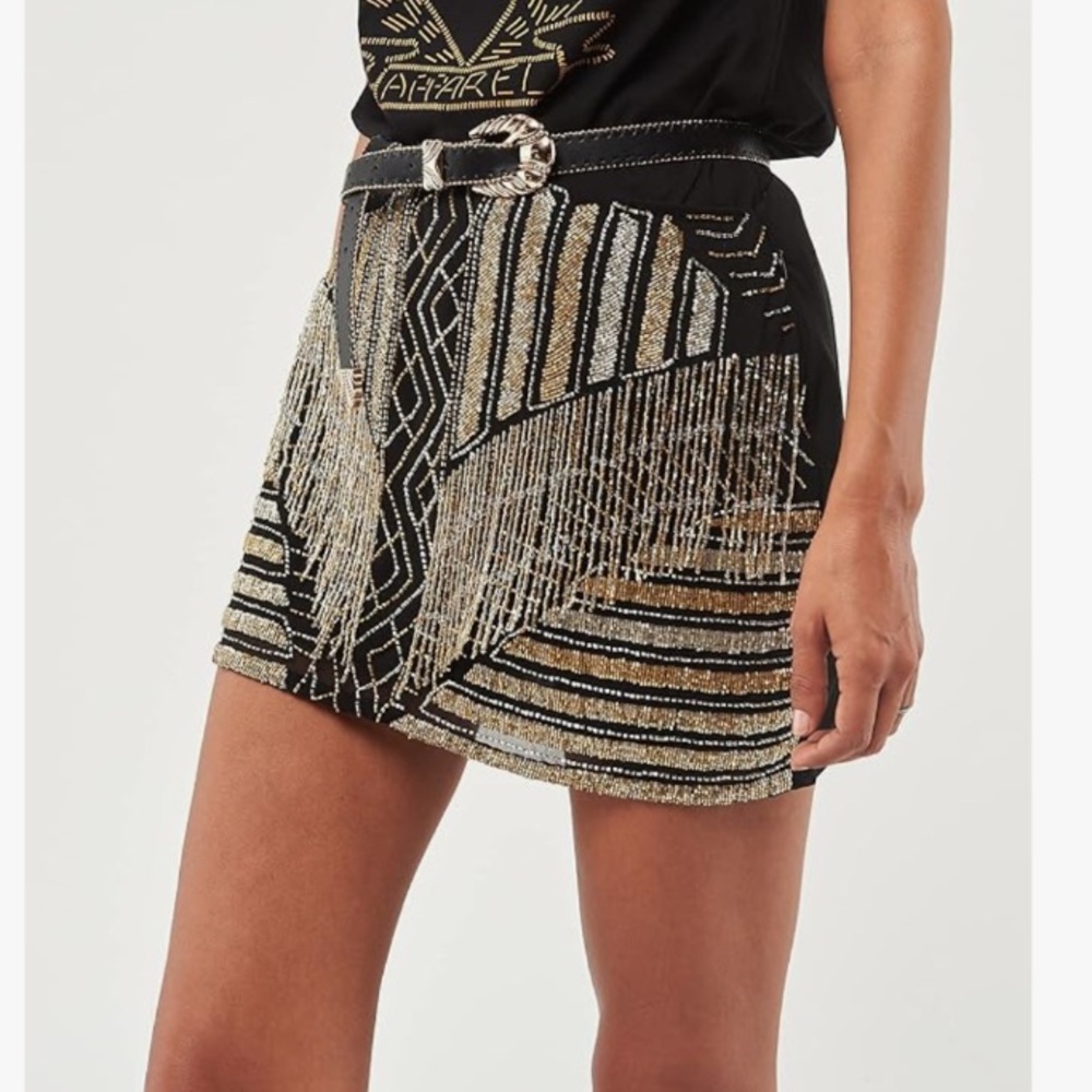 Seta Apparel Éclair Mini Skirt Embellished Beaded Handmade